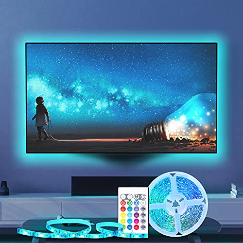 LED TV Hintergrundbeleuchtung 2M, Besvic USB RGB LED Strip mit  Fernbedienung für 32-60 Zoll Fernseher, 16 Farben und 4 Modi LED Streifen  Dimmbar Sync